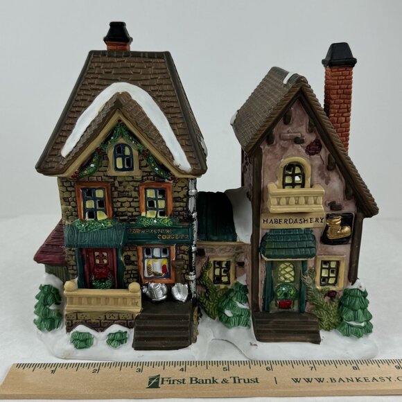 Santas Workbench Cornerstone Cobbler Haberdashery Lighted Porcelain Christmas - Picture 11 of 16
